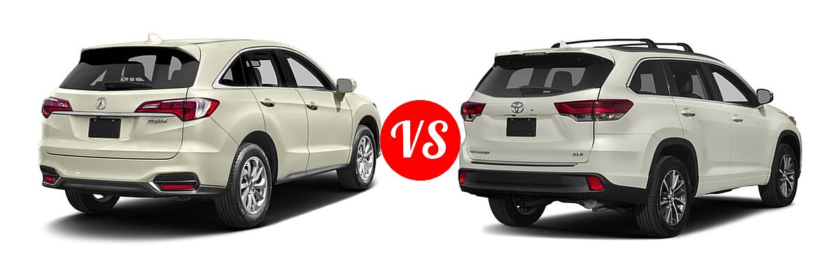 2017 Acura RDX SUV FWD vs. 2017 Toyota Highlander SUV XLE - Rear Right Comparison