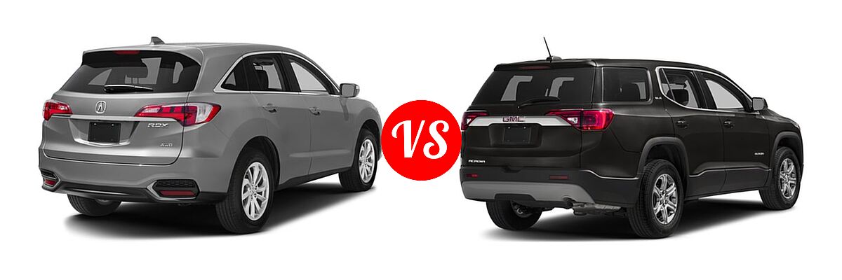 2017 Acura RDX SUV w/AcuraWatch Plus vs. 2017 GMC Acadia SUV SL - Rear Right Comparison