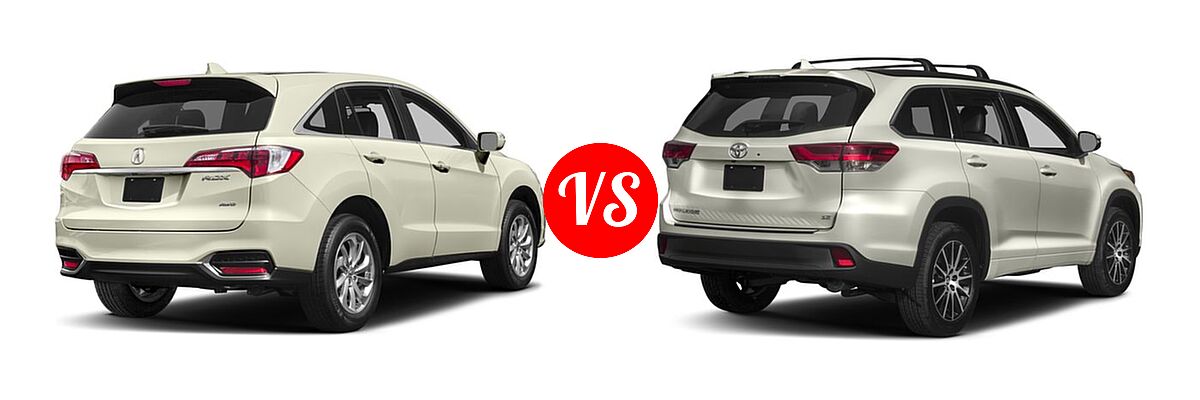 2017 Acura RDX SUV AWD vs. 2017 Toyota Highlander SUV SE - Rear Right Comparison