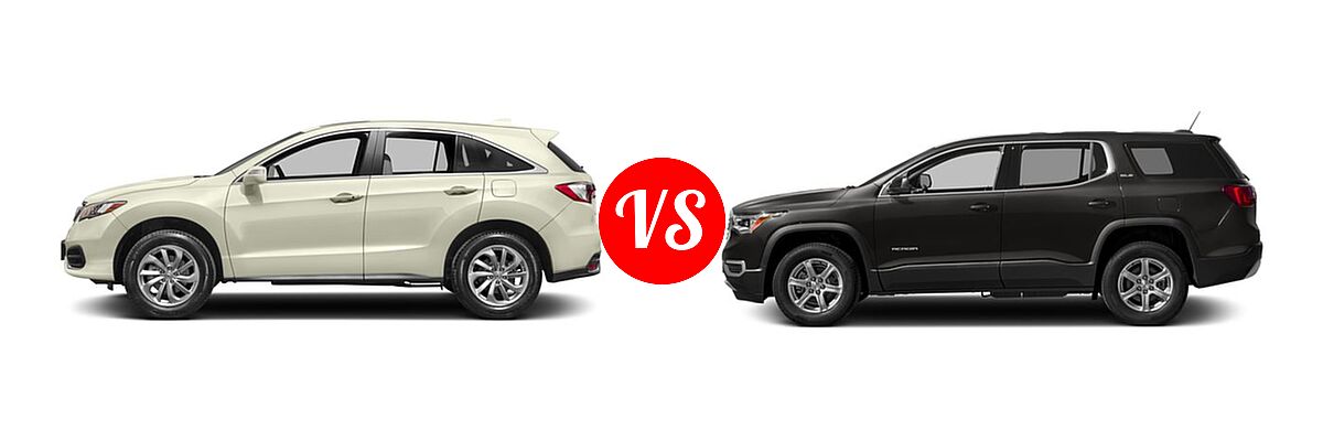 2017 Acura RDX SUV FWD vs. 2017 GMC Acadia SUV SL - Side Comparison