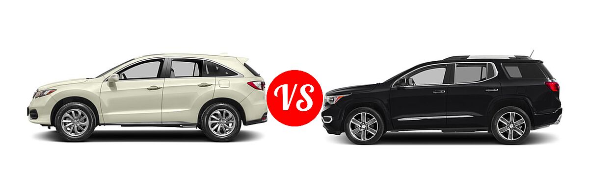 2017 Acura RDX SUV FWD vs. 2017 GMC Acadia SUV Denali - Side Comparison