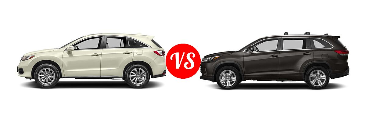 2017 Acura RDX SUV FWD vs. 2017 Toyota Highlander SUV Limited / Limited Platinum - Side Comparison