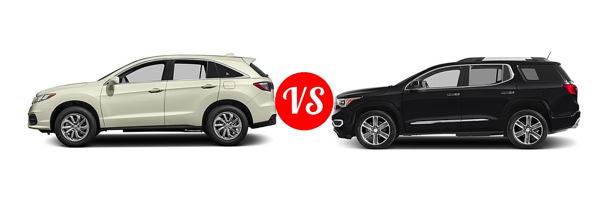 2017 Acura RDX SUV AWD vs. 2017 GMC Acadia SUV Denali - Side Comparison