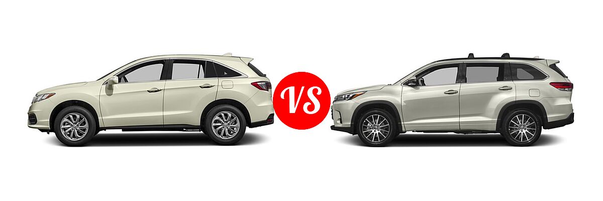 2017 Acura RDX SUV AWD vs. 2017 Toyota Highlander SUV SE - Side Comparison