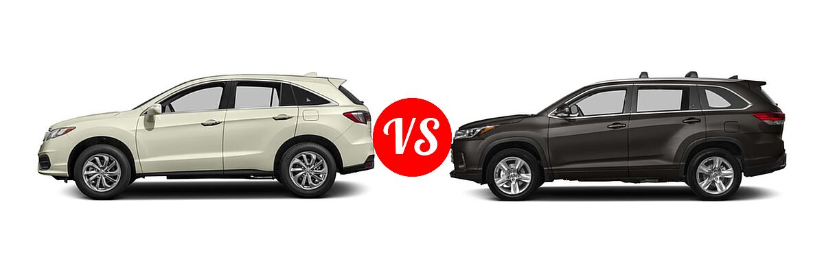 2017 Acura RDX SUV AWD vs. 2017 Toyota Highlander SUV Limited / Limited Platinum - Side Comparison