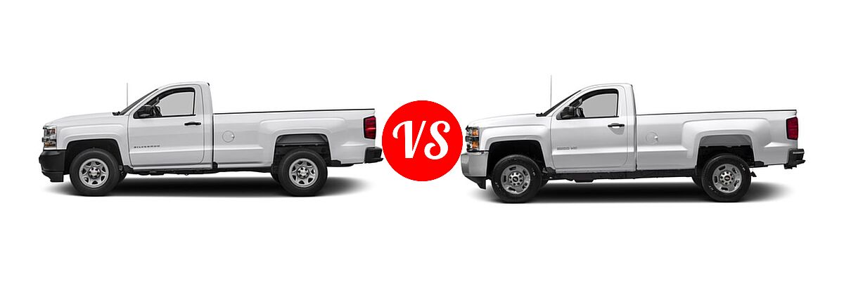 2017 Chevrolet Silverado 1500 Pickup Work Truck vs. 2017 Chevrolet Silverado 2500HD Pickup LT / Work Truck - Side Comparison