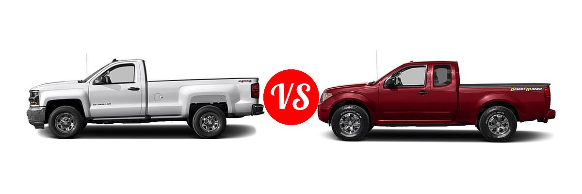 2017 Chevrolet Silverado 1500 Pickup LS vs. 2017 Nissan Frontier Pickup Desert Runner - Side Comparison