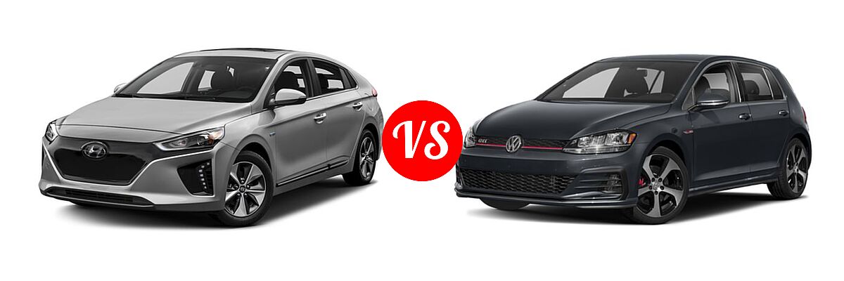 2018 Hyundai Ioniq Electric Hatchback Electric Hatchback / Limited vs. 2018 Volkswagen Golf GTI Hatchback Autobahn / S / SE - Front Left Comparison