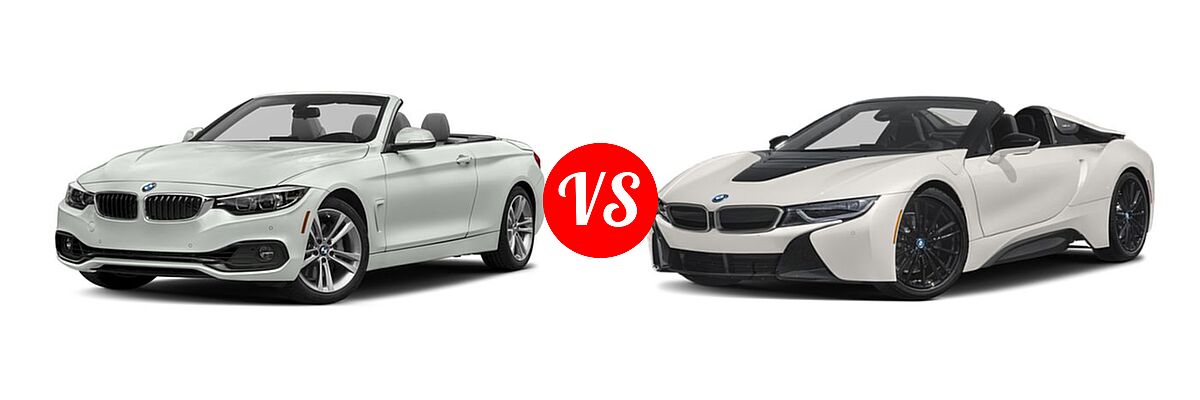2019 BMW 4 Series Convertible 440i vs. 2019 BMW i8 Convertible PHEV Roadster - Front Left Comparison