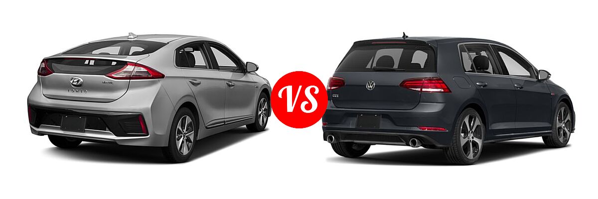2018 Hyundai Ioniq Electric Hatchback Electric Hatchback / Limited vs. 2018 Volkswagen Golf GTI Hatchback Autobahn / S / SE - Rear Right Comparison
