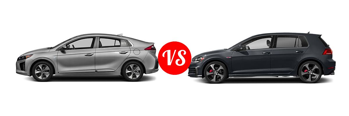 2018 Hyundai Ioniq Electric Hatchback Electric Hatchback / Limited vs. 2018 Volkswagen Golf GTI Hatchback Autobahn / S / SE - Side Comparison