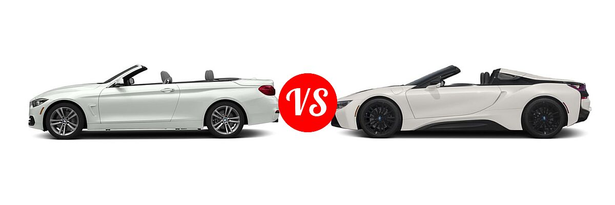 2019 BMW 4 Series Convertible 440i vs. 2019 BMW i8 Convertible PHEV Roadster - Side Comparison