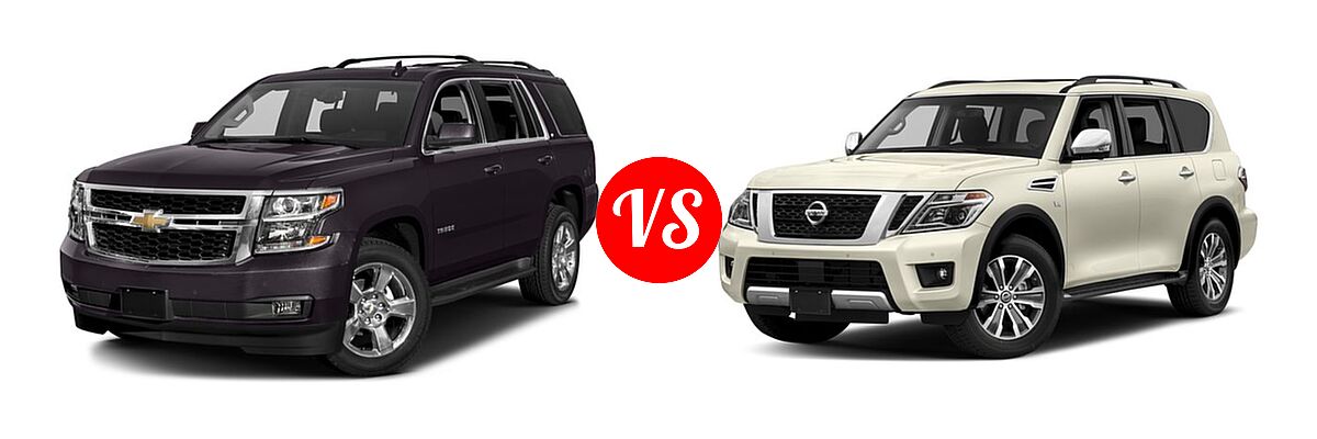 2017 Chevrolet Tahoe SUV LS / LT vs. 2017 Nissan Armada SUV SL - Front Left Comparison
