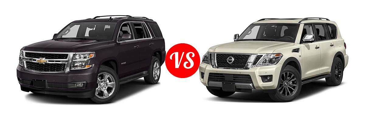 2017 Chevrolet Tahoe SUV LS / LT vs. 2017 Nissan Armada SUV Platinum - Front Left Comparison