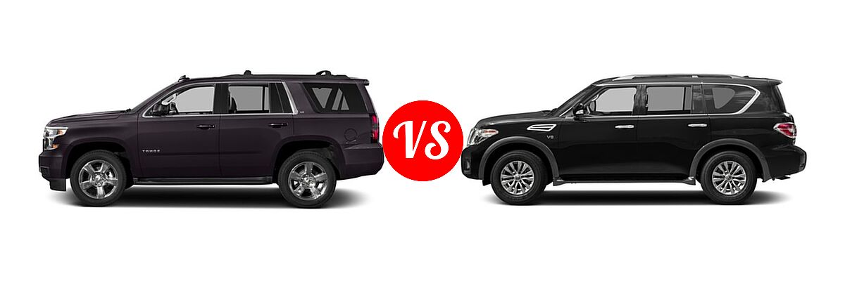 2017 Chevrolet Tahoe SUV LS / LT vs. 2017 Nissan Armada SUV SV - Side Comparison