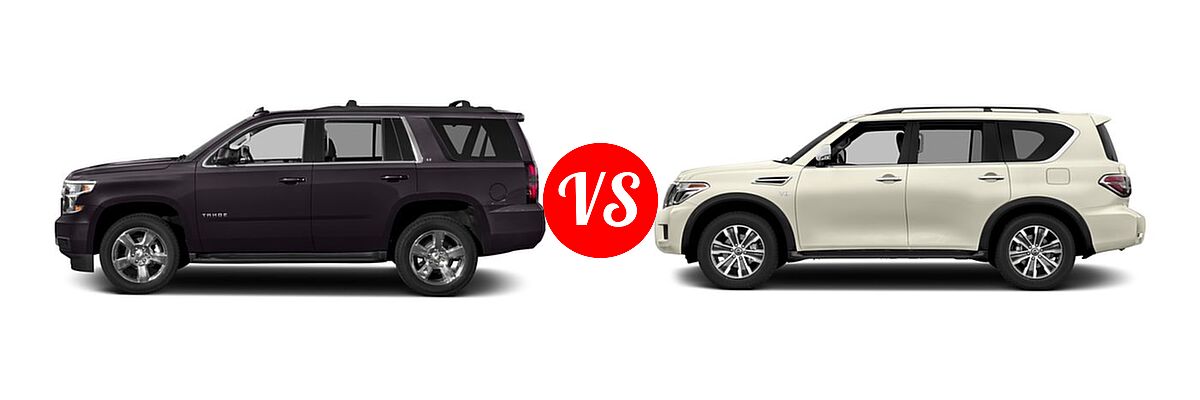 2017 Chevrolet Tahoe SUV LS / LT vs. 2017 Nissan Armada SUV SL - Side Comparison