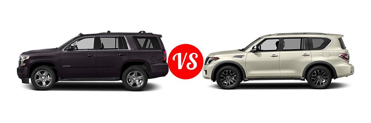 2017 Chevrolet Tahoe SUV LS / LT vs. 2017 Nissan Armada SUV Platinum - Side Comparison