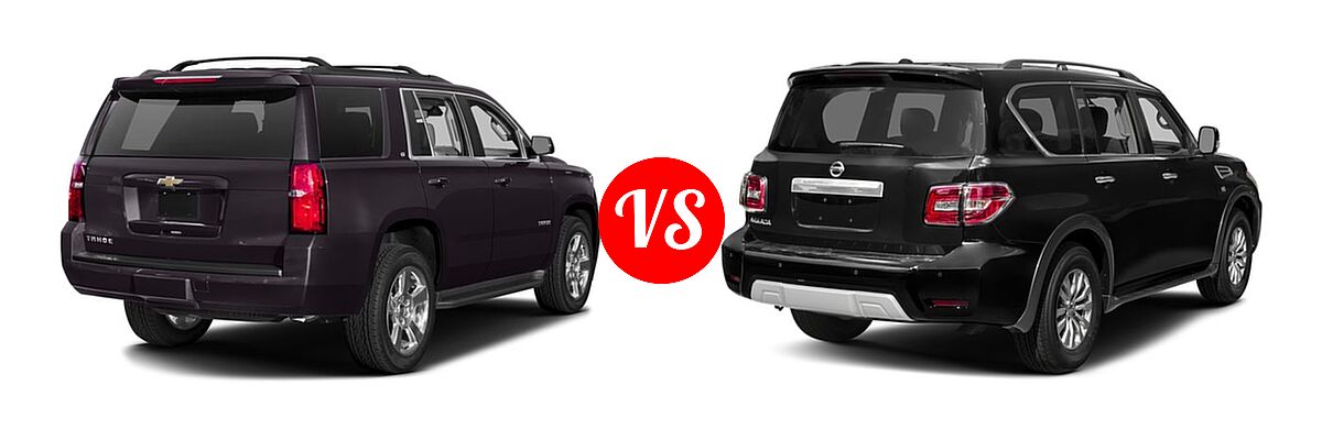 2017 Chevrolet Tahoe SUV LS / LT vs. 2017 Nissan Armada SUV SV - Rear Right Comparison