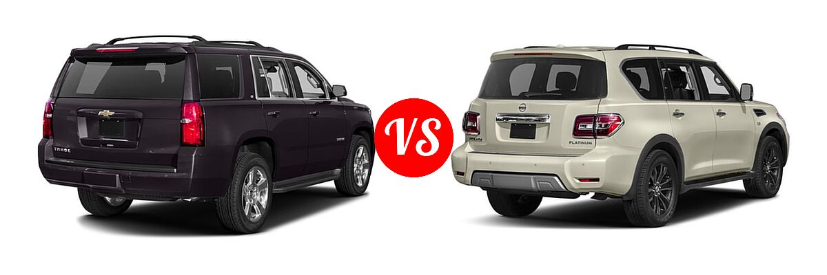 2017 Chevrolet Tahoe SUV LS / LT vs. 2017 Nissan Armada SUV Platinum - Rear Right Comparison