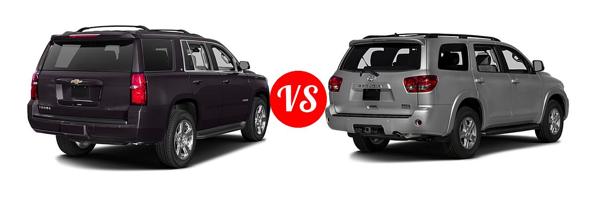 2017 Chevrolet Tahoe SUV LS / LT vs. 2017 Toyota Sequoia SUV SR5 - Rear Right Comparison