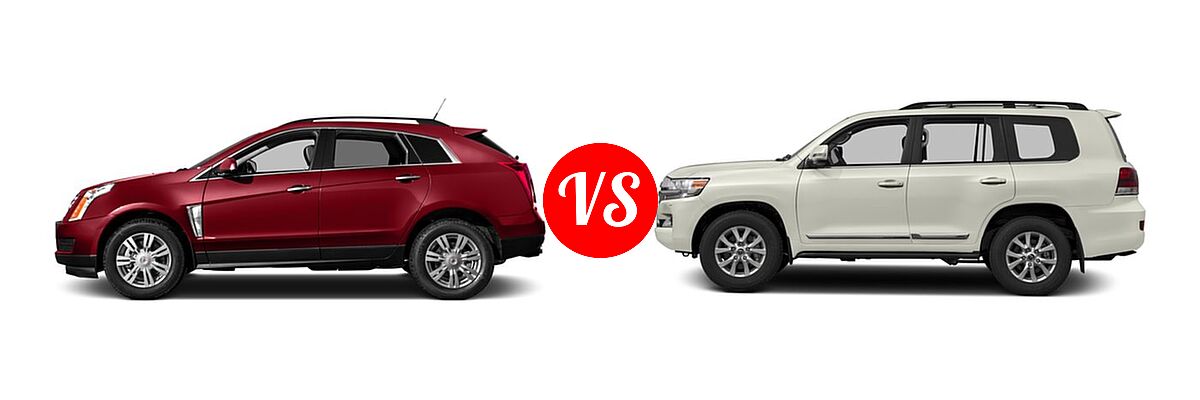 2016 Cadillac SRX SUV Luxury Collection / Performance Collection / Premium Collection vs. 2016 Toyota Land Cruiser SUV 4dr 4WD (GS) / 4dr 4WD (Natl) / 4dr 4WD (SE) - Side Comparison
