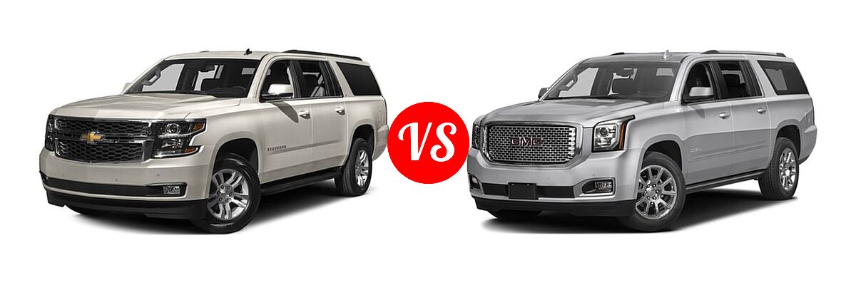 2016 Chevrolet Suburban SUV LS / LT vs. 2016 GMC Yukon XL SUV Denali - Front Left Comparison