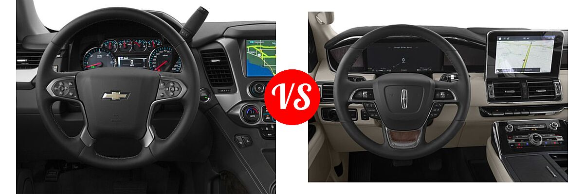 2016 Chevrolet Suburban SUV LS / LT vs. 2019 Lincoln Navigator SUV Black Label / Premiere / Reserve / Select - Dashboard Comparison