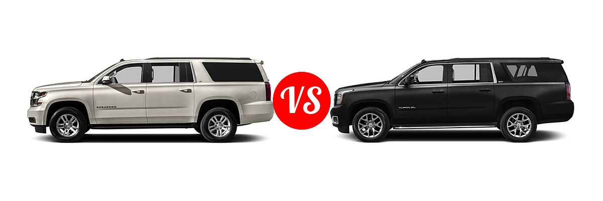 2016 Chevrolet Suburban SUV LS / LT vs. 2016 GMC Yukon XL SUV SLE / SLT - Side Comparison