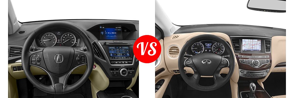 2016 Acura MDX SUV FWD 4dr vs. 2016 Infiniti QX60 SUV Hybrid Hybrid - Dashboard Comparison