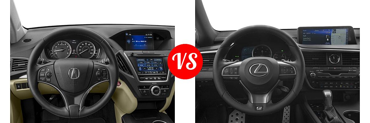 2016 Acura MDX SUV FWD 4dr vs. 2016 Lexus RX 350 SUV F Sport - Dashboard Comparison