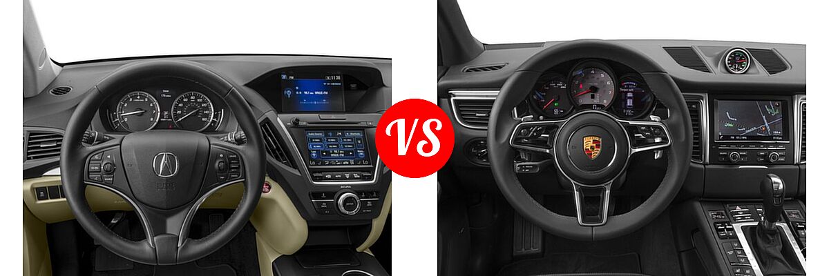 2016 Acura MDX SUV FWD 4dr vs. 2016 Porsche Macan SUV S / Turbo - Dashboard Comparison