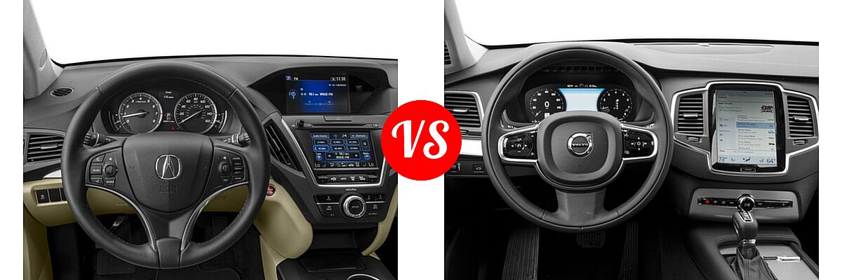 2016 Acura MDX SUV FWD 4dr vs. 2016 Volvo XC90 SUV T5 Inscription / T5 Momentum - Dashboard Comparison