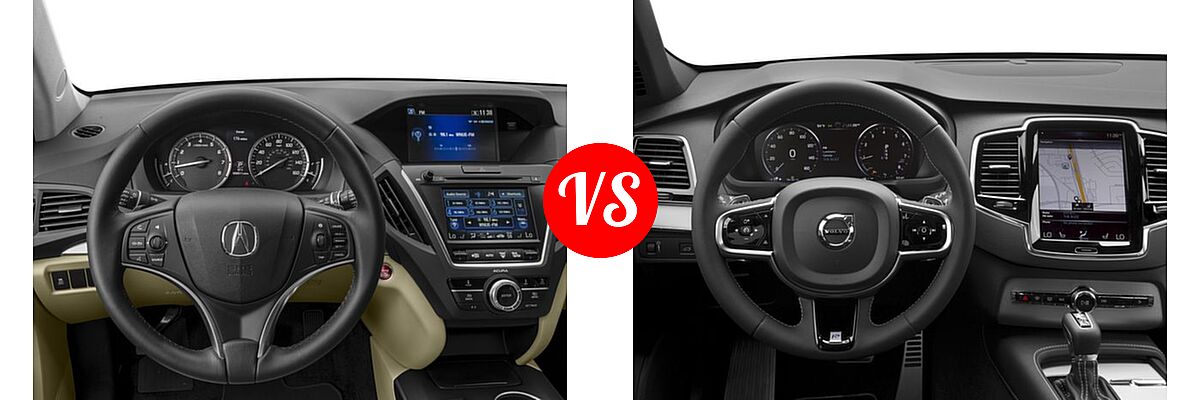 2016 Acura MDX SUV FWD 4dr vs. 2016 Volvo XC90 SUV T5 R-Design / T6 R-Design - Dashboard Comparison