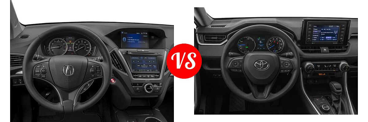 2016 Acura MDX SUV w/AcuraWatch Plus vs. 2019 Toyota RAV4 Hybrid SUV Hybrid  - Dashboard Comparison