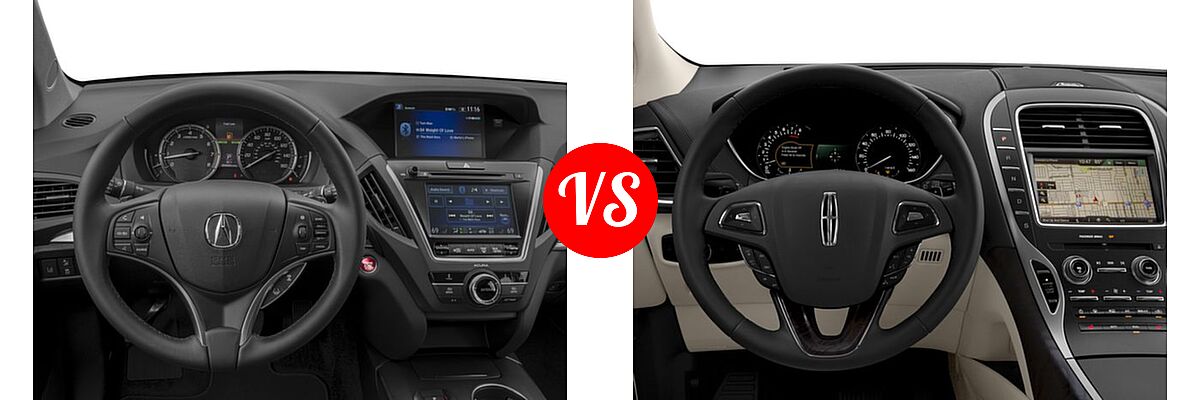 2016 Acura MDX SUV w/AcuraWatch Plus vs. 2016 Lincoln MKX SUV Black Label / Premiere / Reserve / Select - Dashboard Comparison
