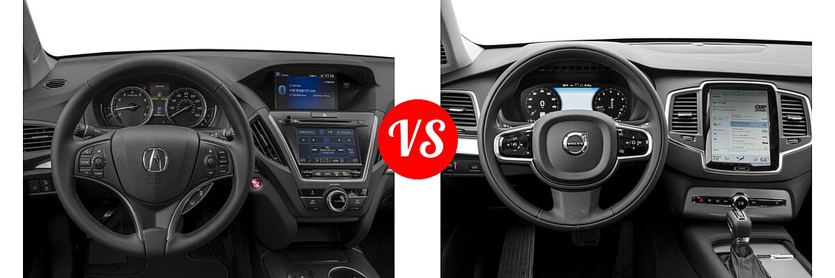 2016 Acura MDX SUV w/AcuraWatch Plus vs. 2016 Volvo XC90 SUV T5 Inscription / T5 Momentum - Dashboard Comparison