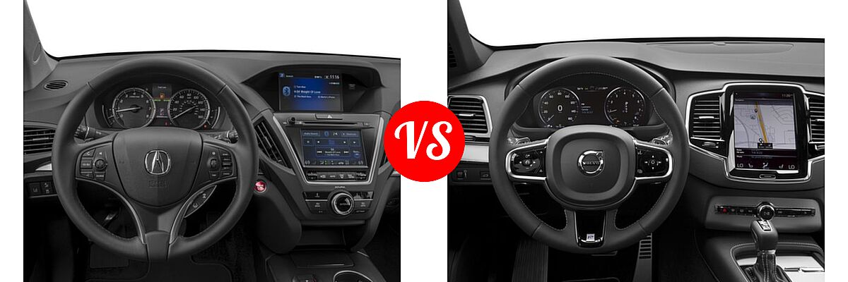 2016 Acura MDX SUV w/AcuraWatch Plus vs. 2016 Volvo XC90 SUV T5 R-Design / T6 R-Design - Dashboard Comparison