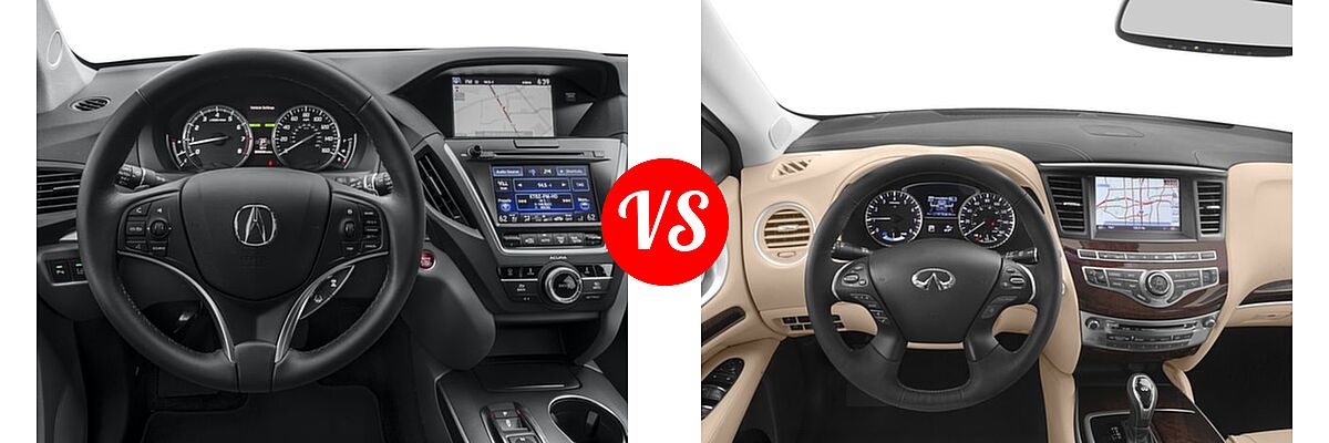 2016 Acura MDX SUV w/Advance vs. 2016 Infiniti QX60 SUV Hybrid Hybrid - Dashboard Comparison