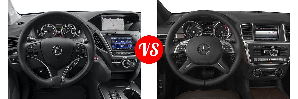 2016 Acura MDX SUV w/Advance vs. 2016 Mercedes-Benz GL-Class SUV Diesel GL 350 BlueTEC - Dashboard Comparison