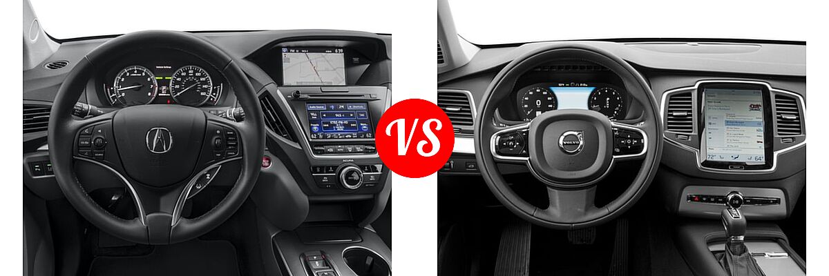 2016 Acura MDX SUV w/Advance vs. 2016 Volvo XC90 SUV T5 Inscription / T5 Momentum - Dashboard Comparison