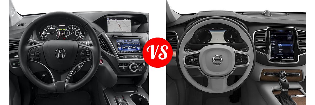 2016 Acura MDX SUV w/Advance vs. 2016 Volvo XC90 SUV T6 First Edition / T6 Inscription / T6 Momentum - Dashboard Comparison