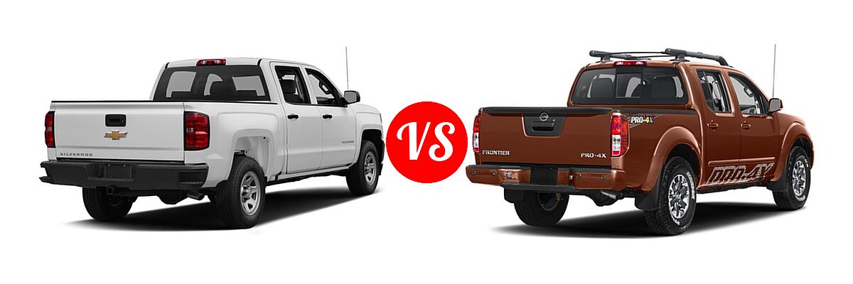 2017 Chevrolet Silverado 1500 Pickup Work Truck vs. 2017 Nissan Frontier Pickup PRO-4X - Rear Right Comparison