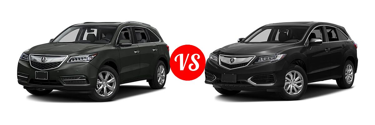 2016 Acura MDX SUV w/Advance vs. 2016 Acura RDX SUV AcuraWatch Plus Pkg / FWD 4dr - Front Left Comparison
