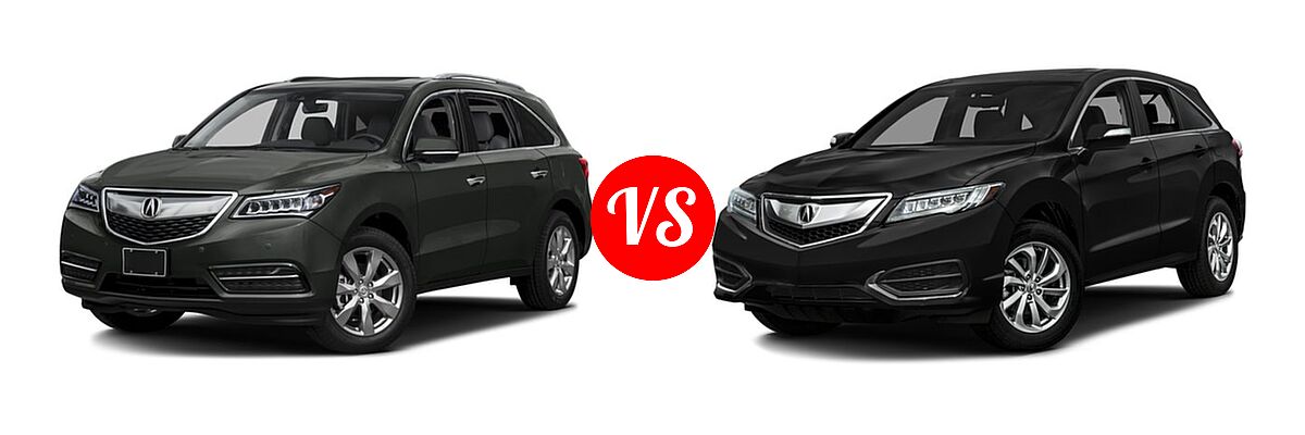 2016 Acura MDX SUV w/Advance vs. 2016 Acura RDX SUV AWD 4dr - Front Left Comparison