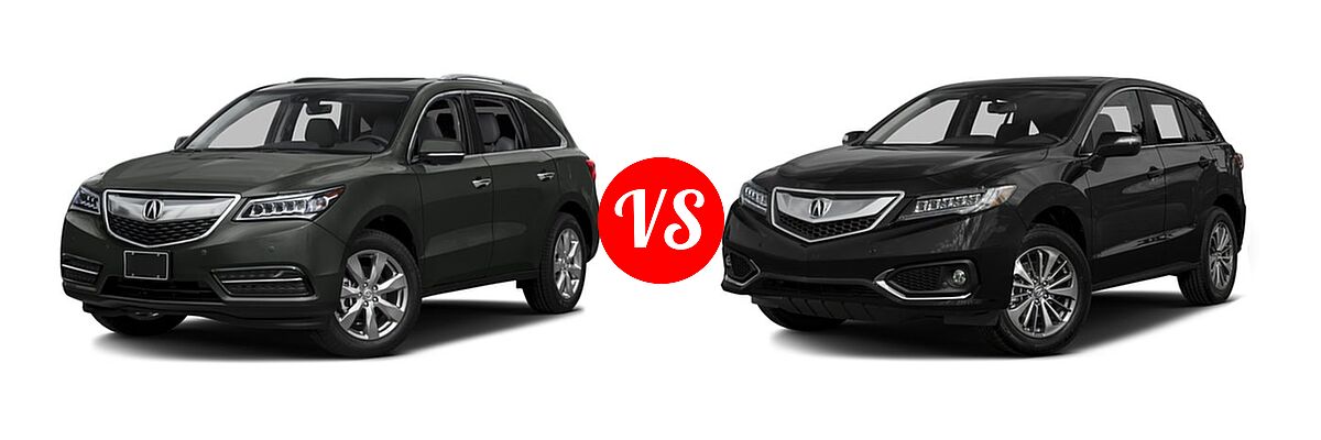 2016 Acura MDX SUV w/Advance vs. 2016 Acura RDX SUV Advance Pkg - Front Left Comparison