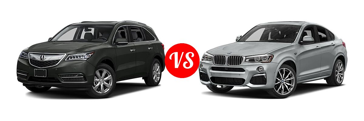 2016 Acura MDX SUV w/Advance vs. 2016 BMW X4 M40i SUV M40i - Front Left Comparison