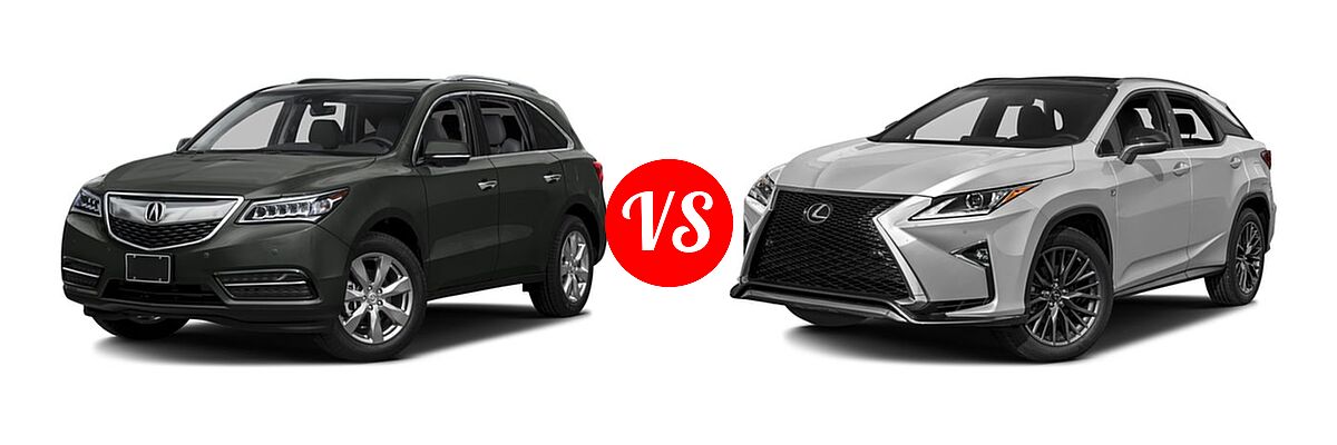 2016 Acura MDX SUV w/Advance vs. 2016 Lexus RX 350 SUV F Sport - Front Left Comparison