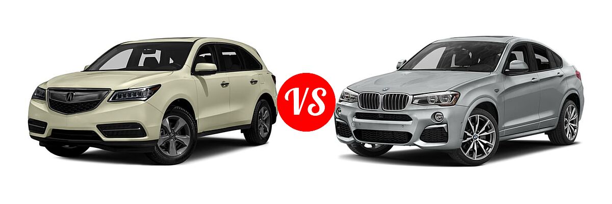 2016 Acura MDX SUV FWD 4dr vs. 2016 BMW X4 M40i SUV M40i - Front Left Comparison