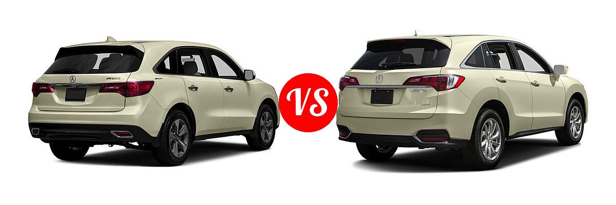 2016 Acura MDX SUV FWD 4dr vs. 2016 Acura RDX SUV AcuraWatch Plus Pkg - Rear Right Comparison