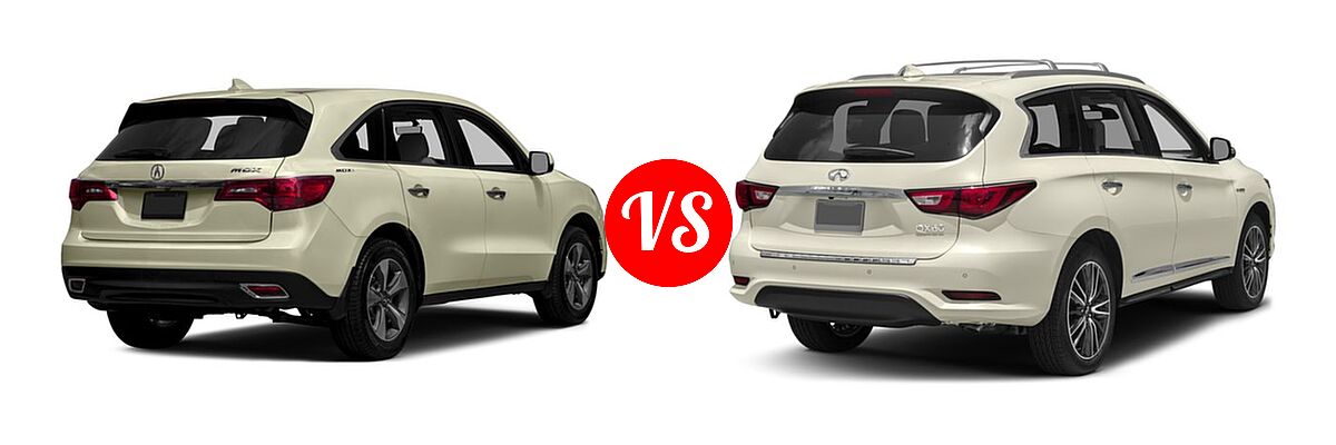 2016 Acura MDX SUV FWD 4dr vs. 2016 Infiniti QX60 SUV Hybrid Hybrid - Rear Right Comparison